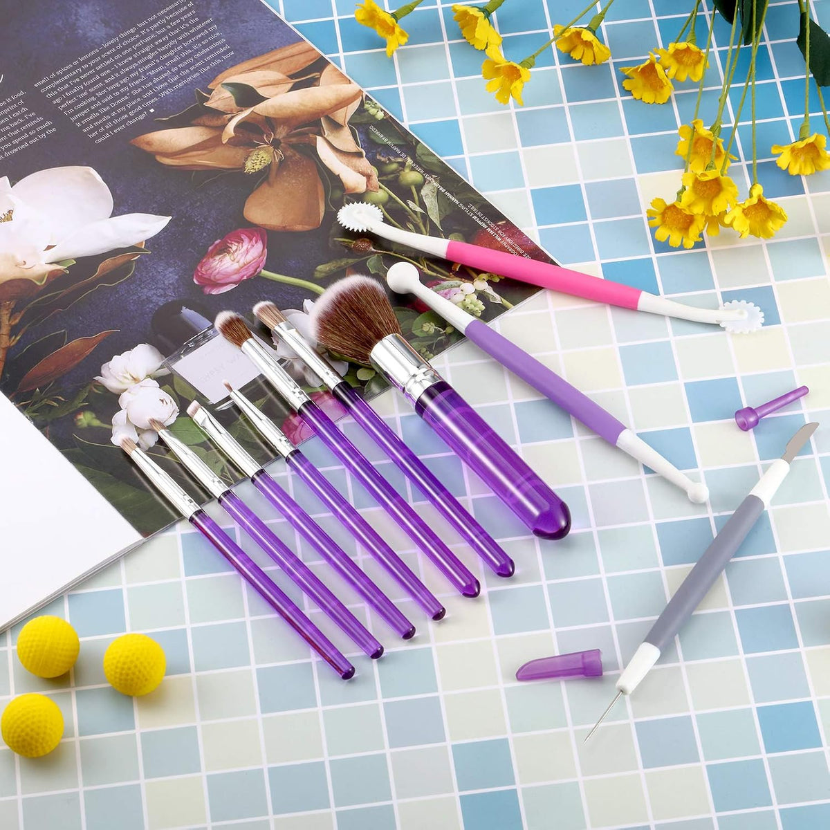 10 Pcs Food Safe Paint Brushes Fondant Tools Cake Painting, Purple