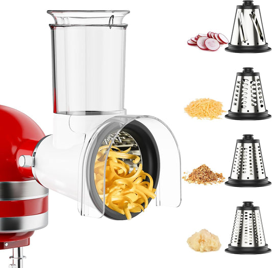 Cheese Grater Attachment for KitchenAid, Large Cheese Grater with 3-inch Feed Chute and Splash-Proof Barrier, Cheese Shredder, For Kitchen Aid Accessories and Attachments, Dishwasher Safe