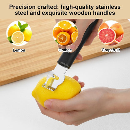 Lemon Citrus Zester, Stainless Steel Channel Peeler Grater with Channel Knife, Zester for Lemons, Citrus Zester Tool, Orange Peeler Tool for Cocktails, 6.10 × 0.87 Inch