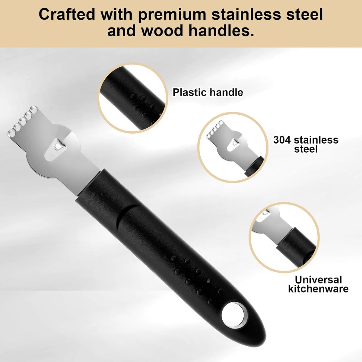Lemon Citrus Zester, Stainless Steel Channel Peeler Grater with Channel Knife, Zester for Lemons, Citrus Zester Tool, Orange Peeler Tool for Cocktails, 6.10 × 0.87 Inch