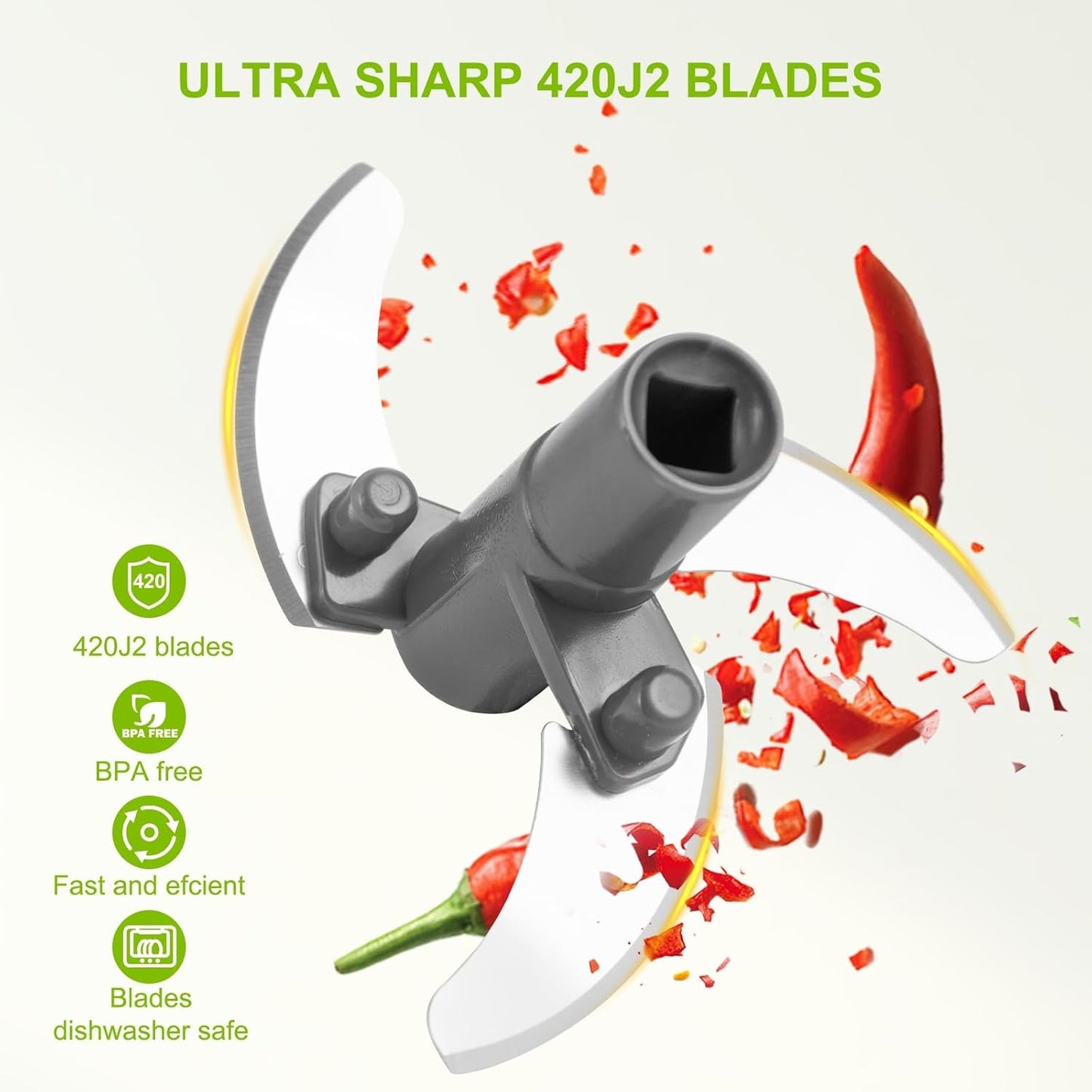 Manual Food Processor Vegetable Chopper, Portable Hand Pull String Garlic Mincer Onion Cutter for Veggies, Ginger, Fruits, Nuts, Herbs, etc., 900ml-Gray
