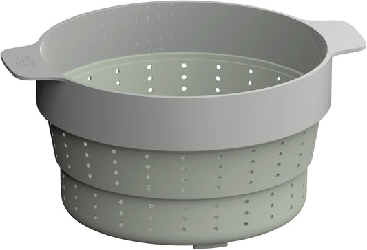 Balance Silicone Collapsible Colander Strainer & Steamer Basket | 10 x 2 Inch Foldable Food Pasta Vegetable Noodle Pot Insert, Heat Resistant Recycled Material, Dishwasher Safe, Space Saving