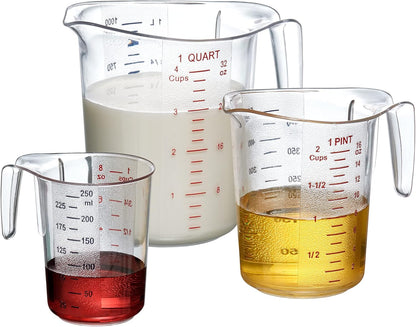Melissa - Plastic Measuring Cups (3-Piece Set), Food-Grade Measuring Jugs, 1/2/4-Cup Capacity, Unbreakable, Stackable, Dishwasher-Safe, Great for Oil, Vinegar, Flour, and More
