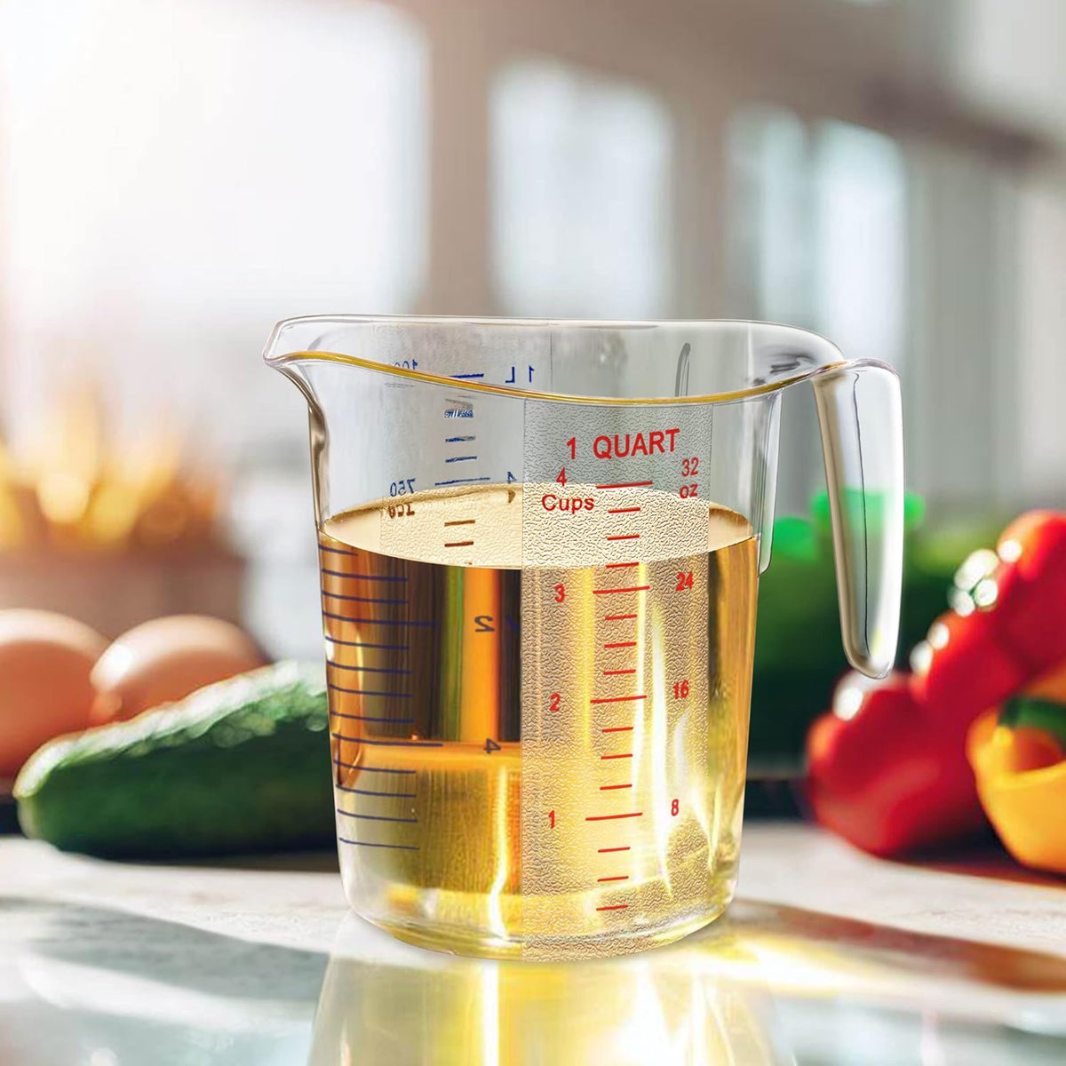 Melissa - Plastic Measuring Cups (3-Piece Set), Food-Grade Measuring Jugs, 1/2/4-Cup Capacity, Unbreakable, Stackable, Dishwasher-Safe, Great for Oil, Vinegar, Flour, and More