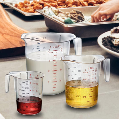 Melissa - Plastic Measuring Cups (3-Piece Set), Food-Grade Measuring Jugs, 1/2/4-Cup Capacity, Unbreakable, Stackable, Dishwasher-Safe, Great for Oil, Vinegar, Flour, and More