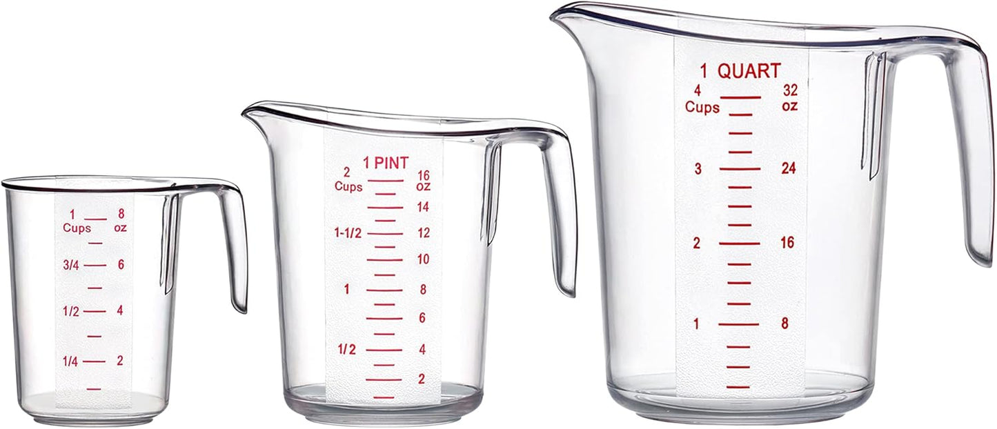 Melissa - Plastic Measuring Cups (3-Piece Set), Food-Grade Measuring Jugs, 1/2/4-Cup Capacity, Unbreakable, Stackable, Dishwasher-Safe, Great for Oil, Vinegar, Flour, and More