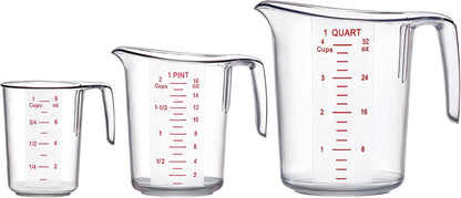 Melissa - Plastic Measuring Cups (3-Piece Set), Food-Grade Measuring Jugs, 1/2/4-Cup Capacity, Unbreakable, Stackable, Dishwasher-Safe, Great for Oil, Vinegar, Flour, and More