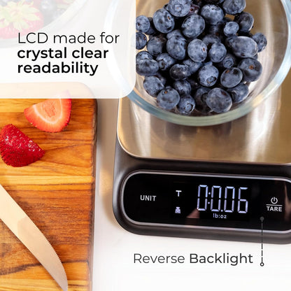 0.1g Digital Kitchen Food Scale in Grams & Ounces - 11lb, for Cooking, Baking, Weight Loss - Square