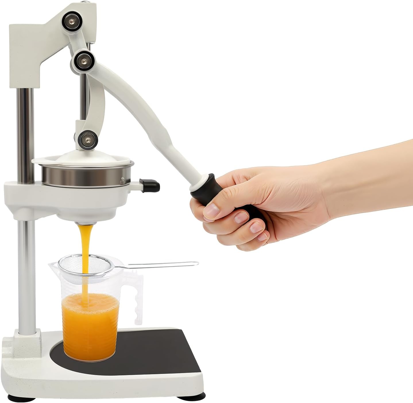Cast Iron Juicer, Manual Juicer Hand Press Heavy Duty with Stable Base, Commercial Citrus Press for Orange Lemon Lime Grapefruit Pomegranate, Easy to Clean(Filter Bags & Cup)