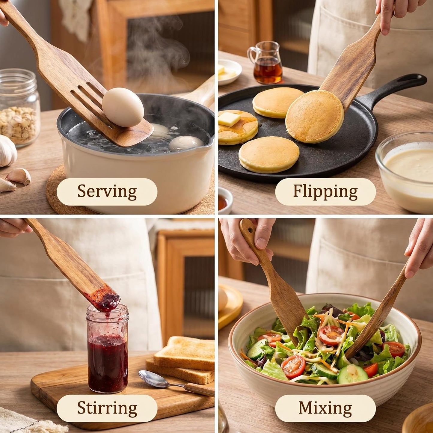 Skinny Spurtle,11" Acacia Wood Spatula for Sourdough, Mixing | Long Handle Wooden Spatula for Sourdough Starter,Reaching Bottom of Jars, Spurtles Kitchen Tools for NonStick Cookware