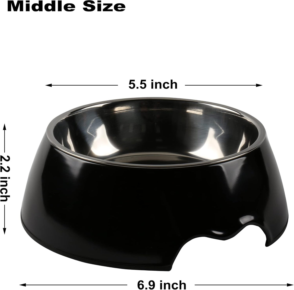 Melamine Plastic Dog Food Bowl, Non Skid Base，Anti-Slip Pet Feeder Bowls, 2-in-1 Removable Stainless Steel Pet Feeder Holder for Dogs and Cats (14oz 6.89in*2.24 in, White)