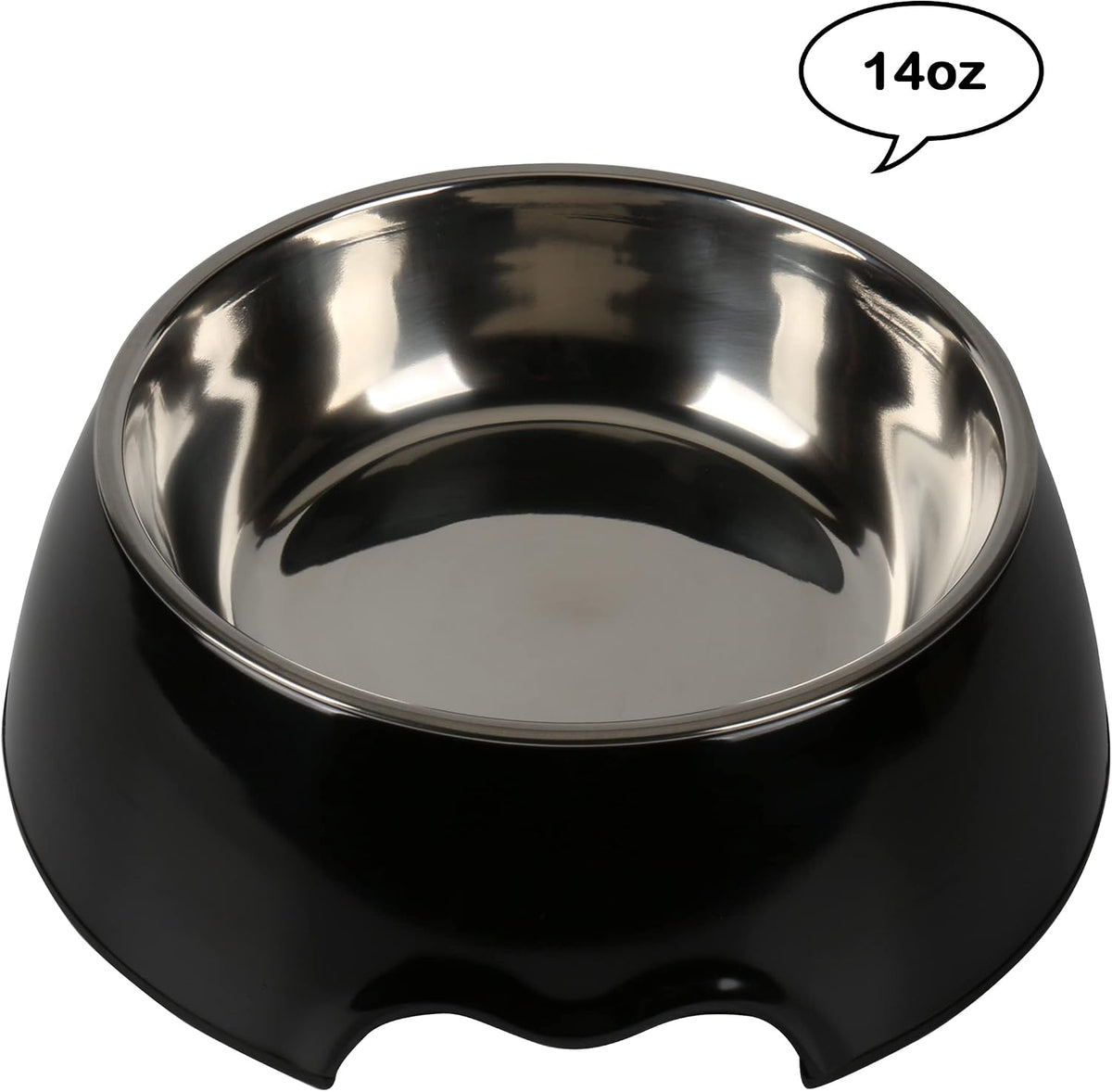 Melamine Plastic Dog Food Bowl, Non Skid Base，Anti-Slip Pet Feeder Bowls, 2-in-1 Removable Stainless Steel Pet Feeder Holder for Dogs and Cats (14oz 6.89in*2.24 in, White)