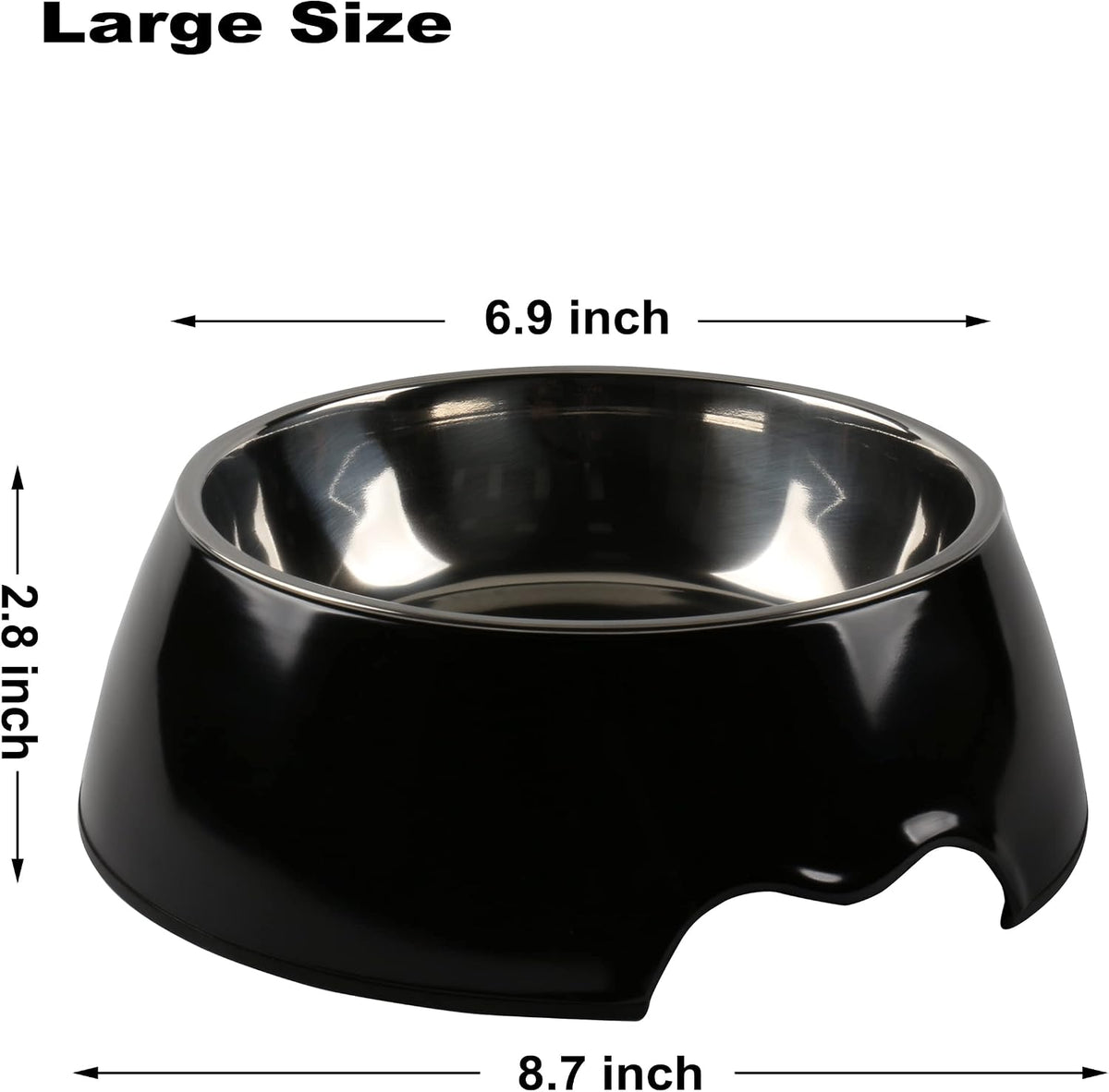 Melamine Plastic Dog Food Bowl, Non Skid Base，Anti-Slip Pet Feeder Bowls, 2-in-1 Removable Stainless Steel Pet Feeder Holder for Dogs and Cats (14oz 6.89in*2.24 in, White)