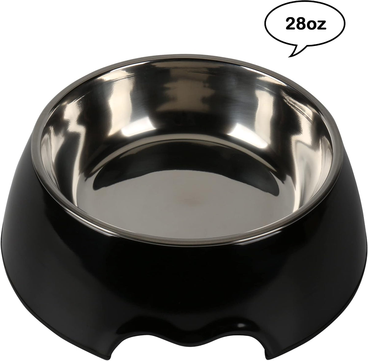Melamine Plastic Dog Food Bowl, Non Skid Base，Anti-Slip Pet Feeder Bowls, 2-in-1 Removable Stainless Steel Pet Feeder Holder for Dogs and Cats (14oz 6.89in*2.24 in, White)