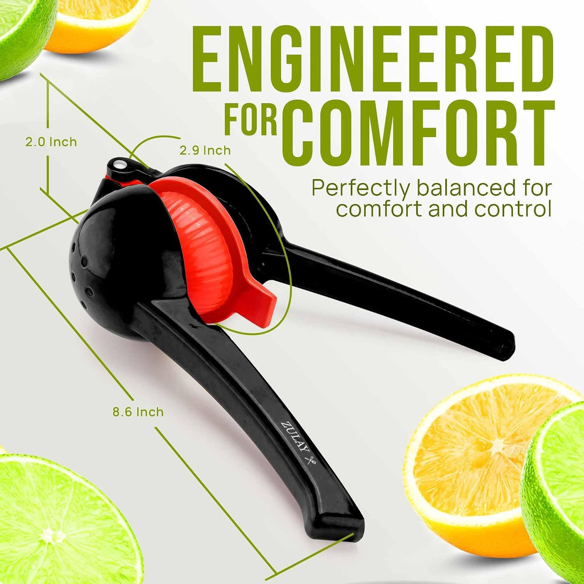 Zulay Metal 2-In-1 Lemon Squeezer Manual - Sturdy, Max Extraction Hand Juicer Lemon Squeezer Gets Every Last Drop - Easy to Clean & Use Citrus Juicer-Yellow/Green - Colors A