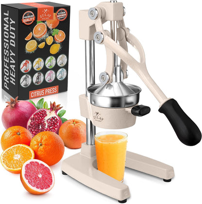 Zulay Metal 2-In-1 Lemon Squeezer Manual - Sturdy, Max Extraction Hand Juicer Lemon Squeezer Gets Every Last Drop - Easy to Clean & Use Citrus Juicer-Yellow/Green - Colors A