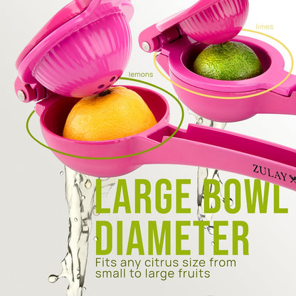 Zulay Metal 2-In-1 Lemon Squeezer Manual - Sturdy, Max Extraction Hand Juicer Lemon Squeezer Gets Every Last Drop - Easy to Clean & Use Citrus Juicer-Yellow/Green - Colors A