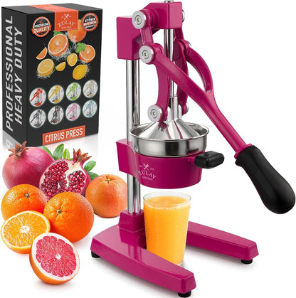 Zulay Metal 2-In-1 Lemon Squeezer Manual - Sturdy, Max Extraction Hand Juicer Lemon Squeezer Gets Every Last Drop - Easy to Clean & Use Citrus Juicer-Yellow/Green - Colors A