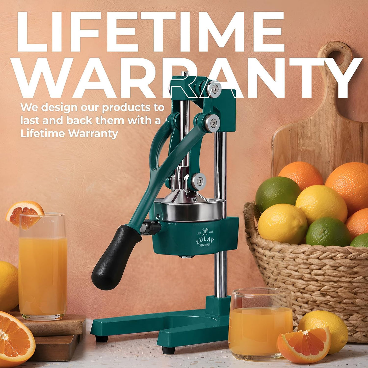 Zulay Metal 2-In-1 Lemon Squeezer Manual - Sturdy, Max Extraction Hand Juicer Lemon Squeezer Gets Every Last Drop - Easy to Clean & Use Citrus Juicer-Yellow/Green - Colors A