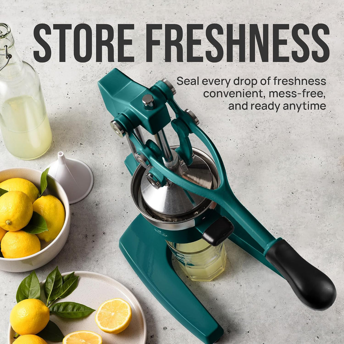 Zulay Metal 2-In-1 Lemon Squeezer Manual - Sturdy, Max Extraction Hand Juicer Lemon Squeezer Gets Every Last Drop - Easy to Clean & Use Citrus Juicer-Yellow/Green - Colors A