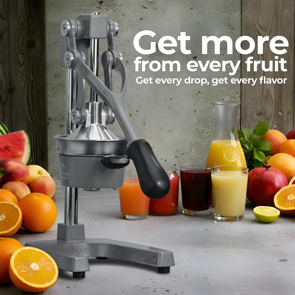 Zulay Metal 2-In-1 Lemon Squeezer Manual - Sturdy, Max Extraction Hand Juicer Lemon Squeezer Gets Every Last Drop - Easy to Clean & Use Citrus Juicer-Yellow/Green - Colors A
