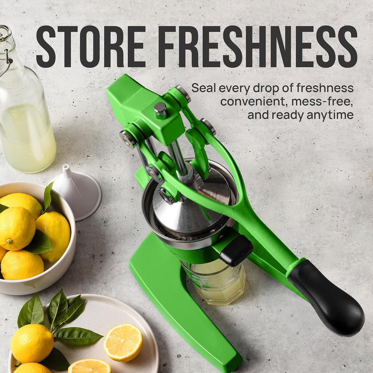 Zulay Metal 2-In-1 Lemon Squeezer Manual - Sturdy, Max Extraction Hand Juicer Lemon Squeezer Gets Every Last Drop - Easy to Clean & Use Citrus Juicer-Yellow/Green - Colors A
