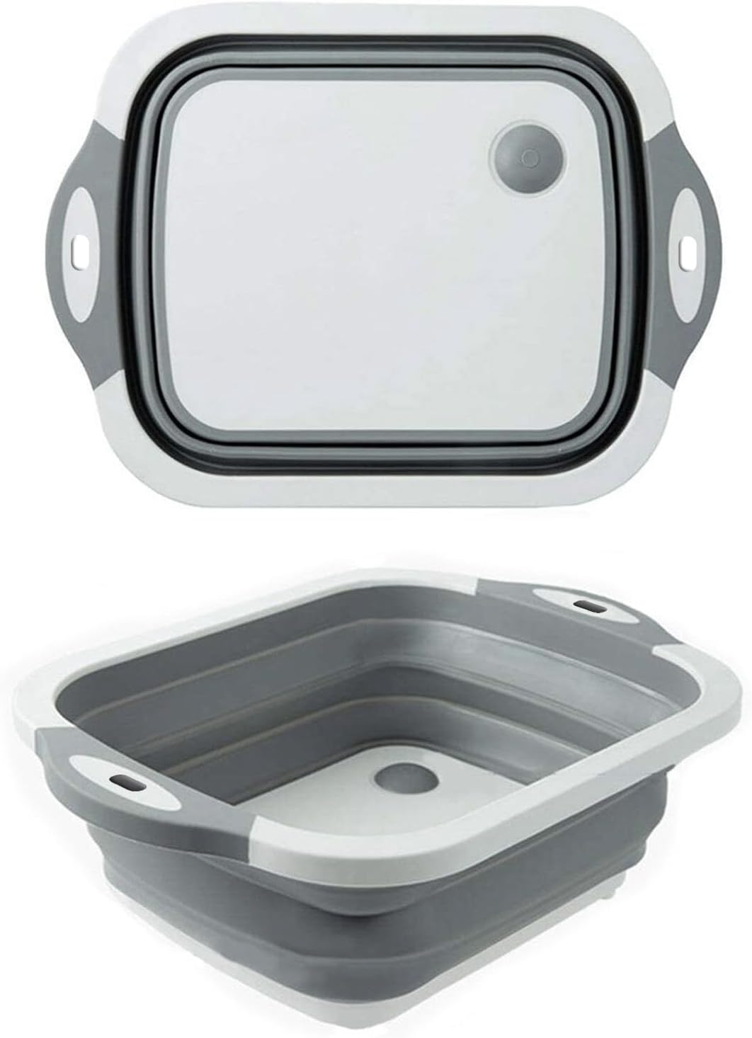 Collapsible Washing Bowl, Multi Function Bowl Drying Rack, Portable Cutting Board, Retractable Drain Washing Basket Basin Vegetable Fruit Tray for for Camping, Picnic, Kitchen