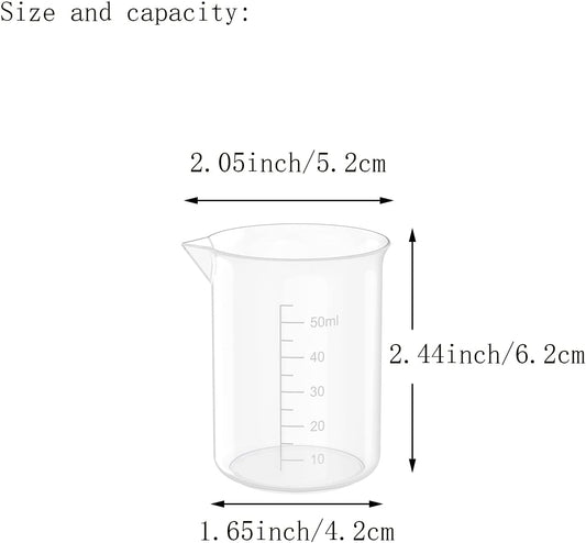 1.7 Oz Transparent Lab Measuring Cup, 50ml Plastic Beaker Cups, for Science Experiment, Liquid Measuring, 12 Pcs