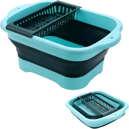 Collapsible Dish Basin Colander for Kitchen,Portable Bucket Camping Sink 2.9 Gallon (11L) (Blue)