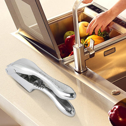 2-in-1 Stainless Steel Garlic Press and Slicer with Ergonomic Handle