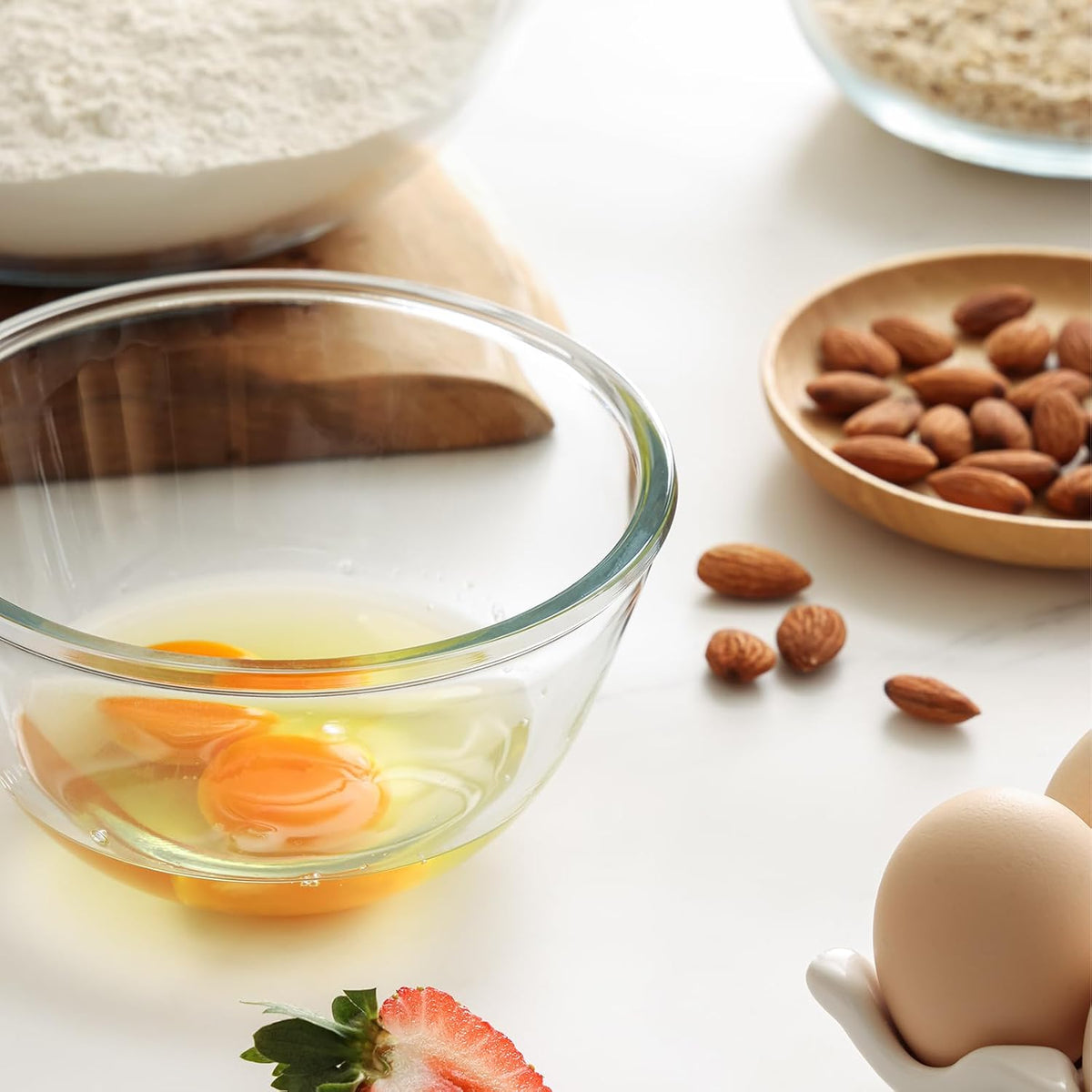 Cuiselct 5pcs Glass Mixing Bowls with Lids Set, Nesting Mixing Bowls Set