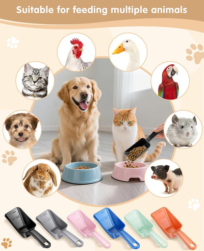 2-Pack Dog Food Scoop 1 Cup, Plastic Pet Food Measuring Scoop With Measuring Lines (1/2 & 1 Cup Markings) for Dogs, Cats, Fish, Bird（Black)
