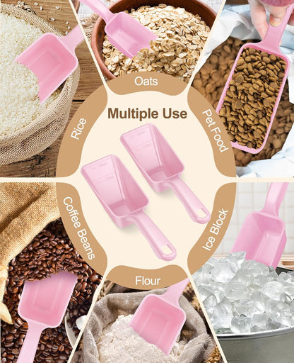 2-Pack Dog Food Scoop 1 Cup, Plastic Pet Food Measuring Scoop With Measuring Lines (1/2 & 1 Cup Markings) for Dogs, Cats, Fish, Bird（Black)