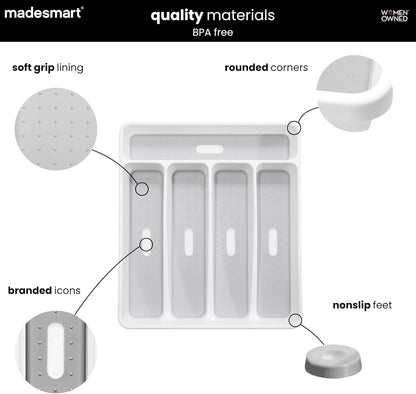 Classic 5 Compartment Silverware Tray, White