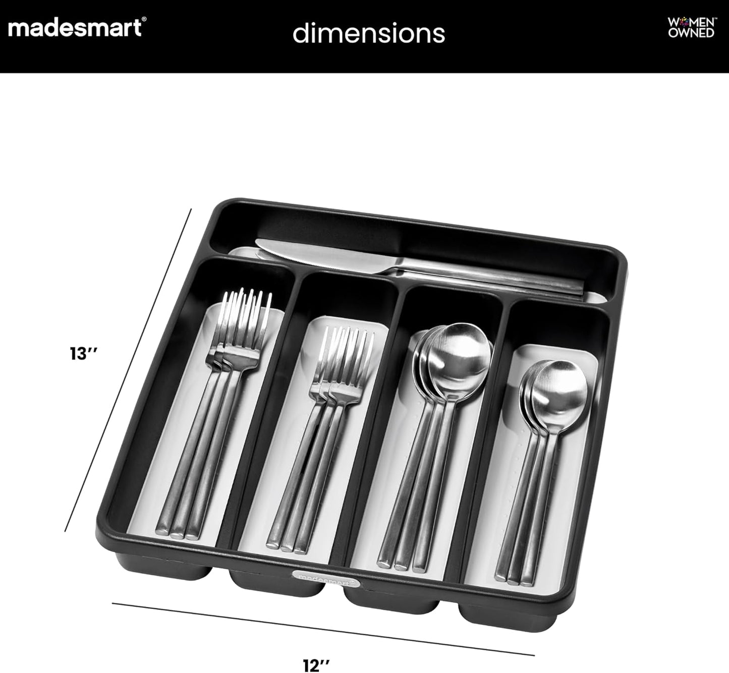 Classic 5 Compartment Silverware Tray, White