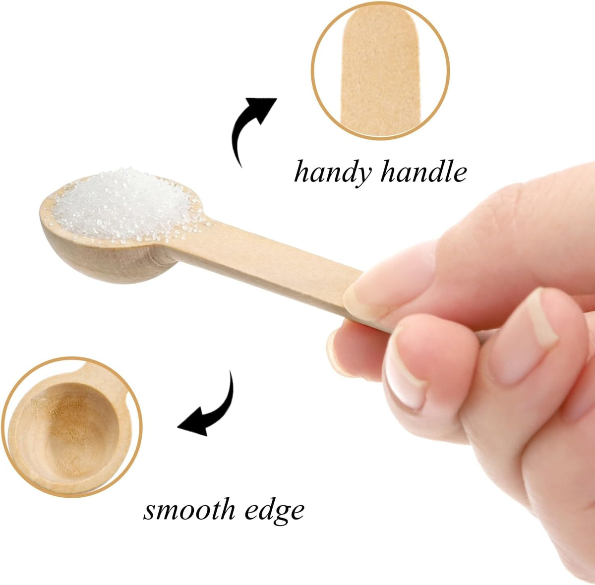 60PCS Mini Wooden Spoons Small Bath Salt Spoon Candy Spoon Baby Spoon for Spice Jars Seasoning Honey Coffee