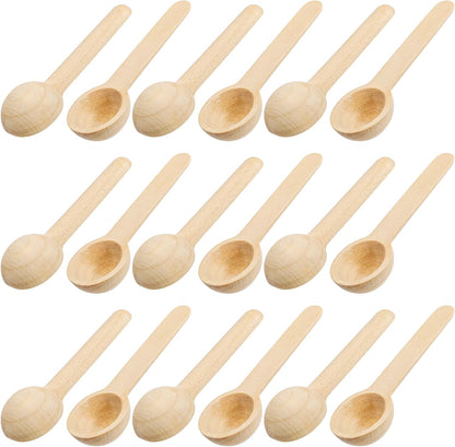 60PCS Mini Wooden Spoons Small Bath Salt Spoon Candy Spoon Baby Spoon for Spice Jars Seasoning Honey Coffee