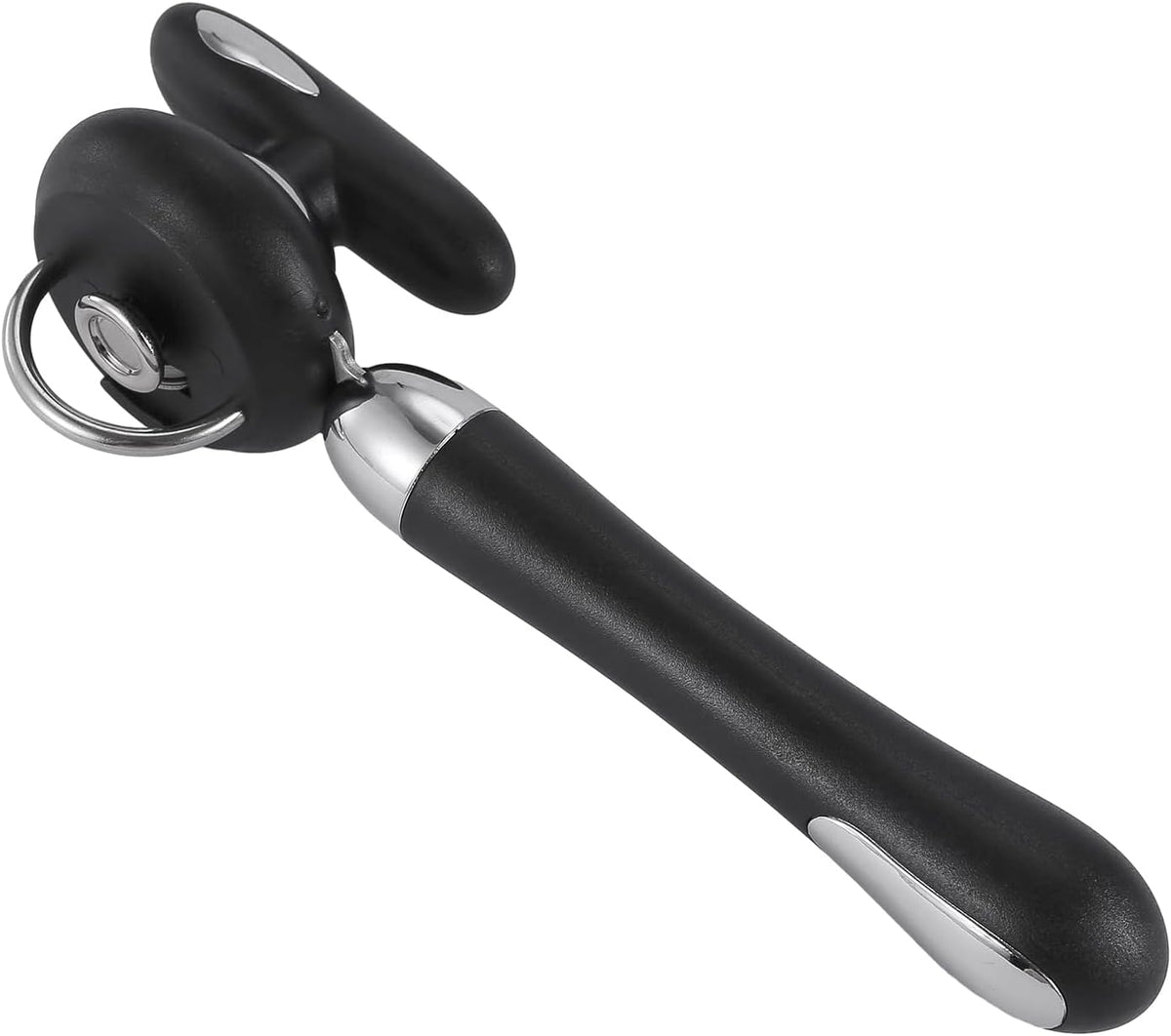 Can Opener Manual Tin Opener Stainless Steel Heavy Duty, Oversized Hand-held Easy Rotary Knob, Safe Cut Manual Can Opener with Non-Slip Handle, Smoother Cut Sharp Blade for Seniors Kitchen Tool, Black