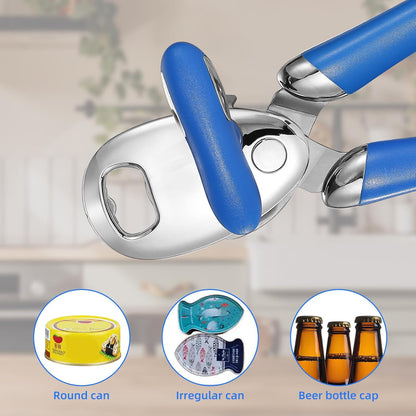 Can Opener Manual Tin Opener Stainless Steel Heavy Duty, Oversized Hand-held Easy Rotary Knob, Safe Cut Manual Can Opener with Non-Slip Handle, Smoother Cut Sharp Blade for Seniors Kitchen Tool, Black