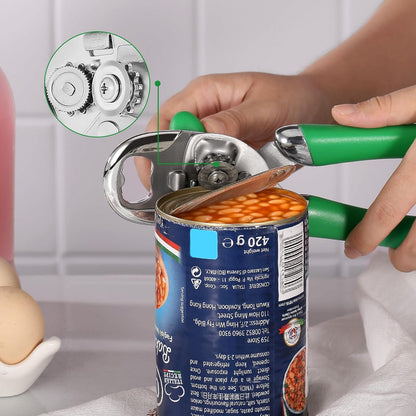 Can Opener Manual Tin Opener Stainless Steel Heavy Duty, Oversized Hand-held Easy Rotary Knob, Safe Cut Manual Can Opener with Non-Slip Handle, Smoother Cut Sharp Blade for Seniors Kitchen Tool, Black