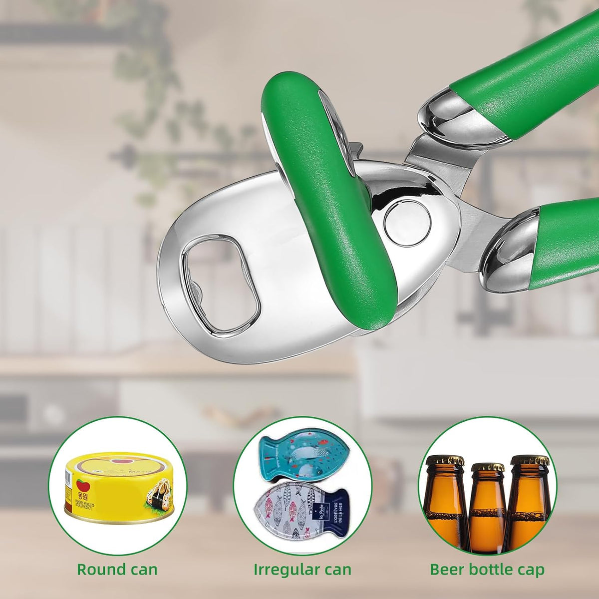 Can Opener Manual Tin Opener Stainless Steel Heavy Duty, Oversized Hand-held Easy Rotary Knob, Safe Cut Manual Can Opener with Non-Slip Handle, Smoother Cut Sharp Blade for Seniors Kitchen Tool, Black