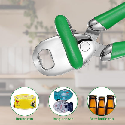 Can Opener Manual Tin Opener Stainless Steel Heavy Duty, Oversized Hand-held Easy Rotary Knob, Safe Cut Manual Can Opener with Non-Slip Handle, Smoother Cut Sharp Blade for Seniors Kitchen Tool, Black