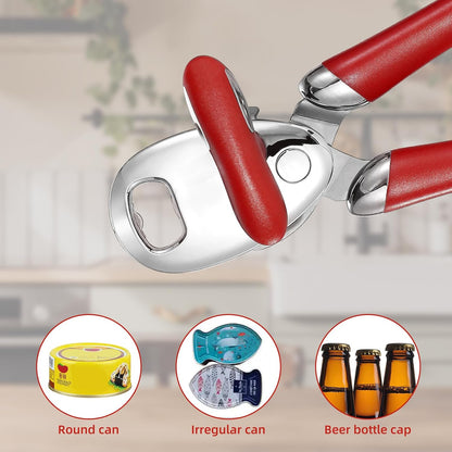 Can Opener Manual Tin Opener Stainless Steel Heavy Duty, Oversized Hand-held Easy Rotary Knob, Safe Cut Manual Can Opener with Non-Slip Handle, Smoother Cut Sharp Blade for Seniors Kitchen Tool, Black