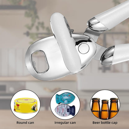 Can Opener Manual Tin Opener Stainless Steel Heavy Duty, Oversized Hand-held Easy Rotary Knob, Safe Cut Manual Can Opener with Non-Slip Handle, Smoother Cut Sharp Blade for Seniors Kitchen Tool, Black