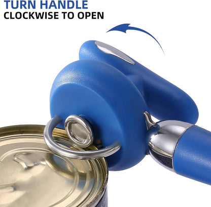 Can Opener Manual Tin Opener Stainless Steel Heavy Duty, Oversized Hand-held Easy Rotary Knob, Safe Cut Manual Can Opener with Non-Slip Handle, Smoother Cut Sharp Blade for Seniors Kitchen Tool, Black