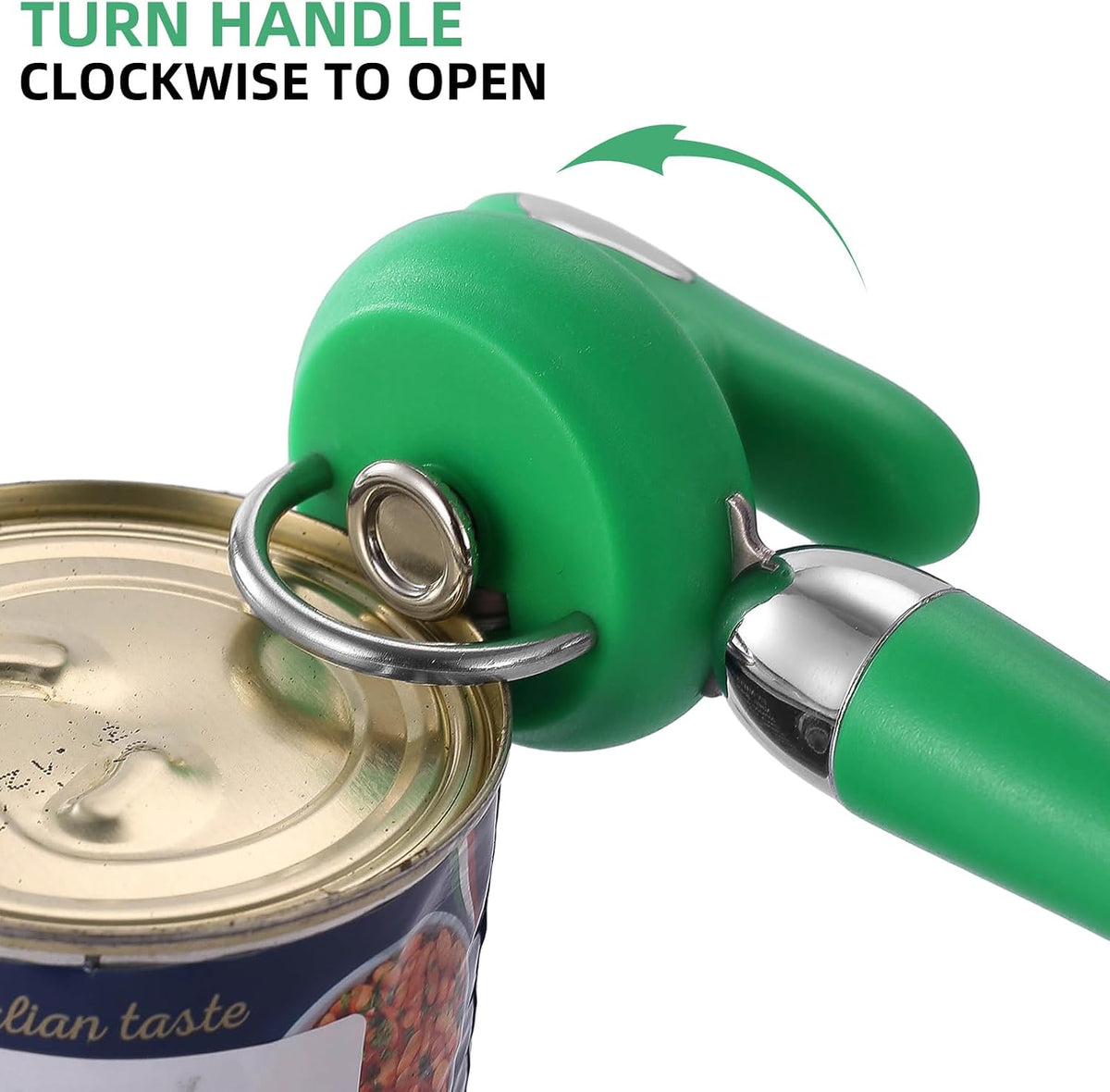 Can Opener Manual Tin Opener Stainless Steel Heavy Duty, Oversized Hand-held Easy Rotary Knob, Safe Cut Manual Can Opener with Non-Slip Handle, Smoother Cut Sharp Blade for Seniors Kitchen Tool, Black
