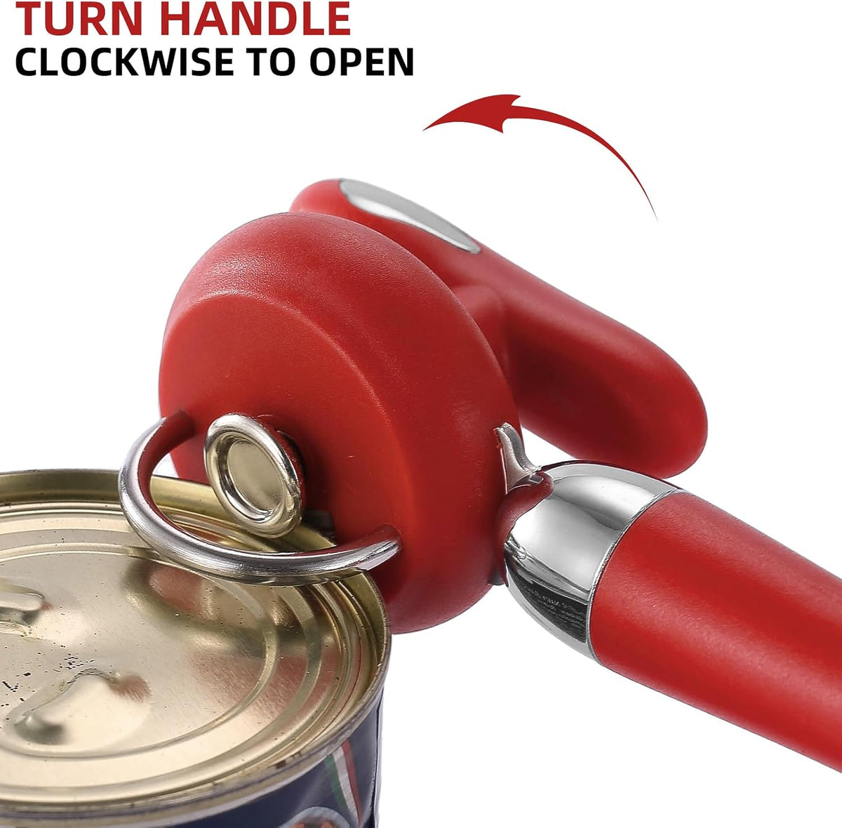 Can Opener Manual Tin Opener Stainless Steel Heavy Duty, Oversized Hand-held Easy Rotary Knob, Safe Cut Manual Can Opener with Non-Slip Handle, Smoother Cut Sharp Blade for Seniors Kitchen Tool, Black