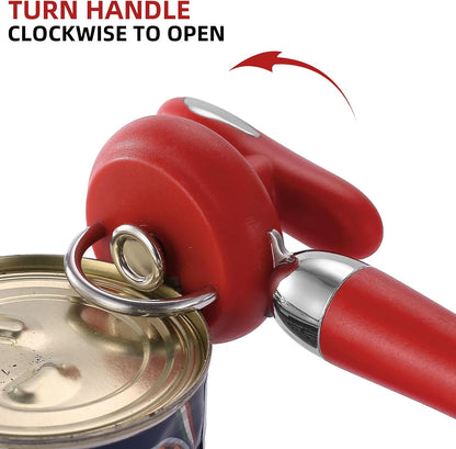 Can Opener Manual Tin Opener Stainless Steel Heavy Duty, Oversized Hand-held Easy Rotary Knob, Safe Cut Manual Can Opener with Non-Slip Handle, Smoother Cut Sharp Blade for Seniors Kitchen Tool, Black