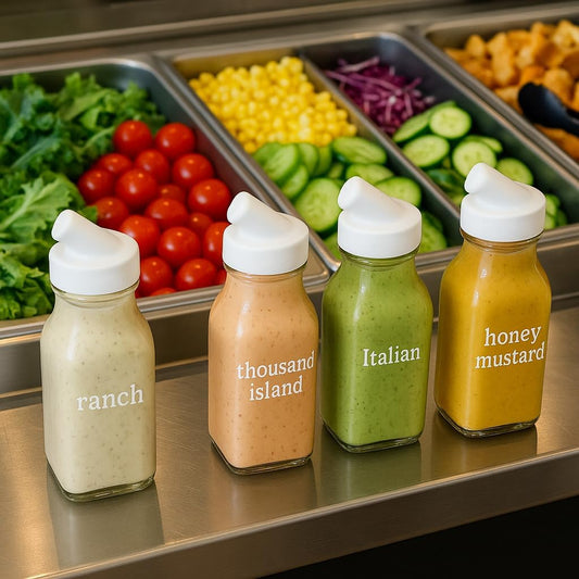 Salad Dressing Shaker Bottle - 12oz Glass Salad Dressing Dispenser Container with Silicone Pour Spout for Sauces, Ranch, and Marinades - Pack of 1