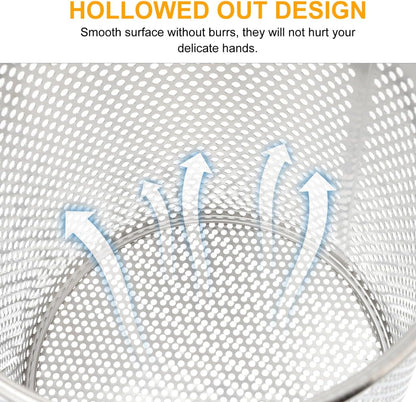 Mesh Pasta Strainer 1 Gal Stainless Steel 6.5" Deep Noodles Basket Hot Pot Colander with Wooden Handle 3.7L Boiling Spider Strainer for Cooking Dumpling Vegetable Food